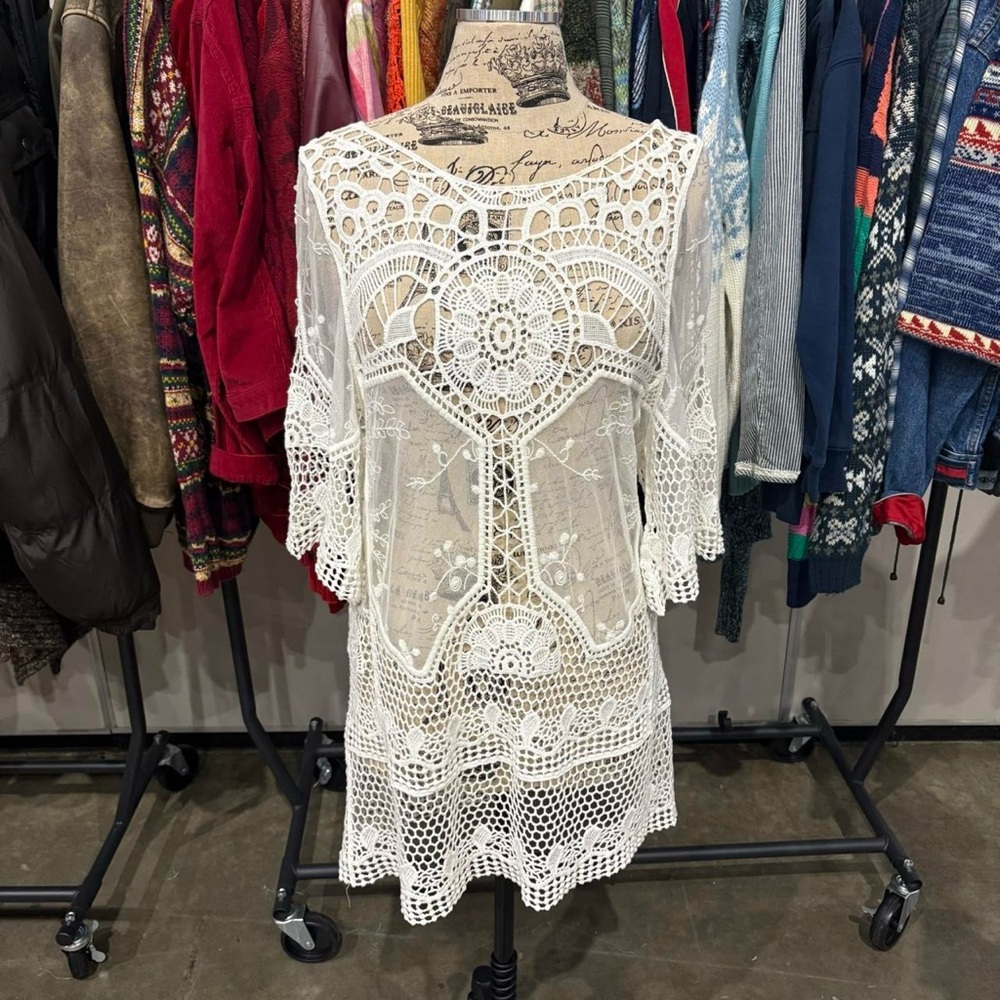Y2K Beach Cover Crochet Dress